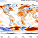The maps shows the average temperature anomalies across the world, when compared to baseline temperatures in the period 1979 to 2000.